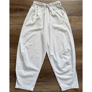 Zara Barrel Knit Pants Womens Size Small Light Gray Elastic Waist Pockets Casual